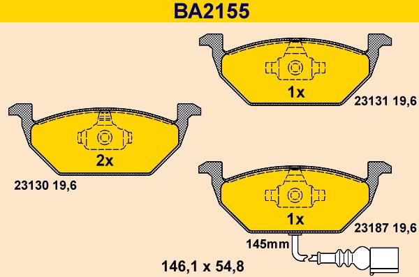 Barum BA2155 - Тормозные колодки, дисковые, комплект unicars.by