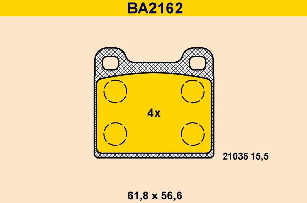 Barum BA2162 - Тормозные колодки, дисковые, комплект unicars.by