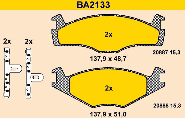 Barum BA2133 - Тормозные колодки, дисковые, комплект unicars.by