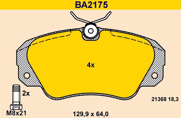 Barum BA2175 - Тормозные колодки, дисковые, комплект unicars.by