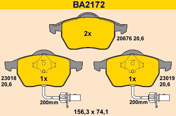 Barum BA2172 - Тормозные колодки, дисковые, комплект unicars.by