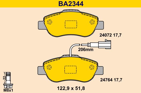 Barum BA2344 - Тормозные колодки, дисковые, комплект unicars.by