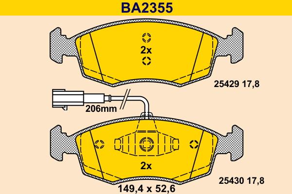 Barum BA2355 - Тормозные колодки, дисковые, комплект unicars.by