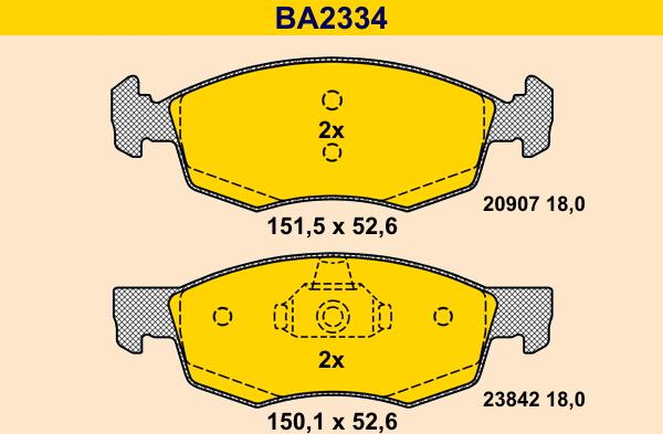 Barum BA2334 - Тормозные колодки, дисковые, комплект unicars.by