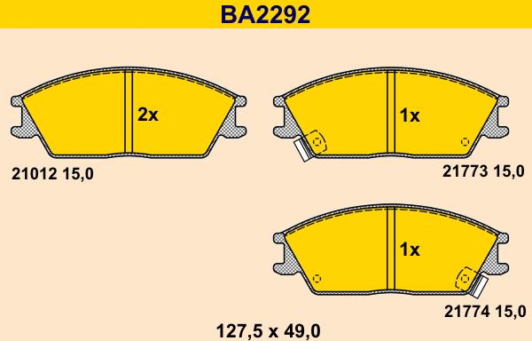 Barum BA2292 - Тормозные колодки, дисковые, комплект unicars.by