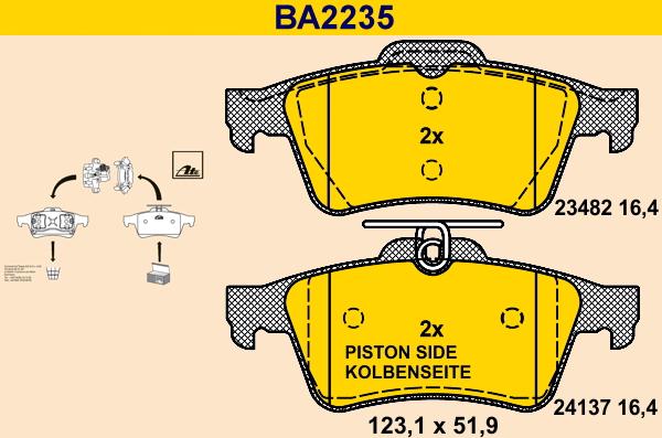 Barum BA2235 - Тормозные колодки, дисковые, комплект unicars.by