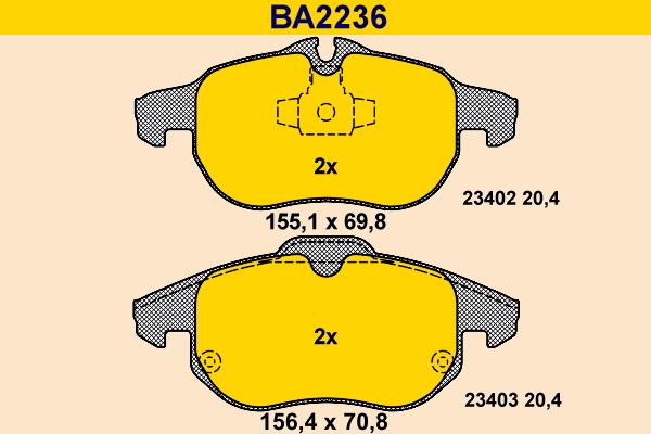 Barum BA2236 - Тормозные колодки, дисковые, комплект unicars.by