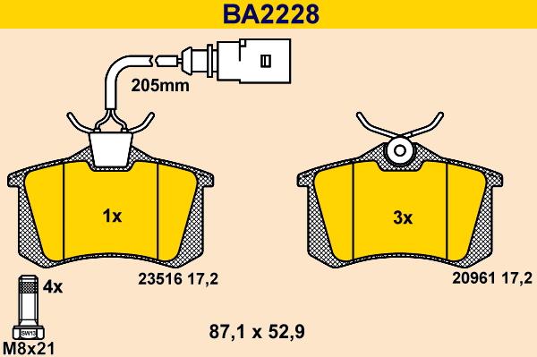 Barum BA2228 - Тормозные колодки, дисковые, комплект unicars.by