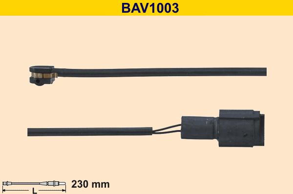 Barum BAV1003 - Сигнализатор, износ тормозных колодок unicars.by