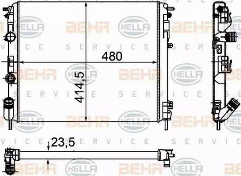 BEHR HELLA Service 8MK 376 755-341 - Радиатор, охлаждение двигателя unicars.by