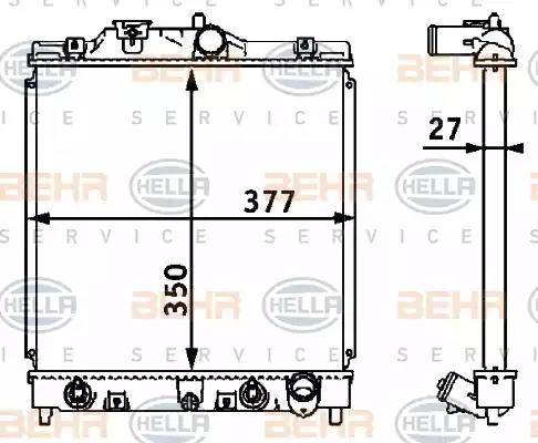 BEHR HELLA Service 8MK 376 708-381 - Радиатор, охлаждение двигателя unicars.by