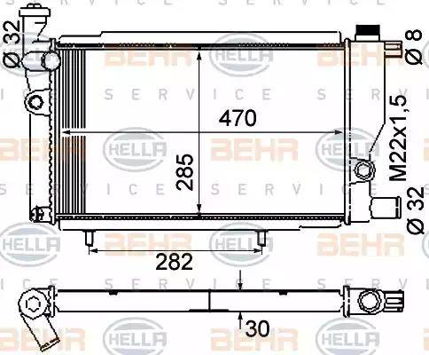 BEHR HELLA Service 8MK 376 715-384 - Радиатор, охлаждение двигателя unicars.by