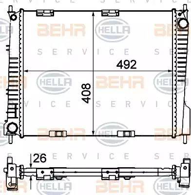 BEHR HELLA Service 8MK 376 735-141 - Радиатор, охлаждение двигателя unicars.by