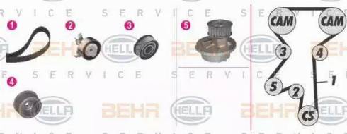 BEHR HELLA Service 8MP 376 809-841 - Водяной насос + комплект зубчатого ремня ГРМ unicars.by