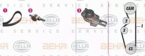 BEHR HELLA Service 8MP 376 805-881 - Водяной насос + комплект зубчатого ремня ГРМ unicars.by