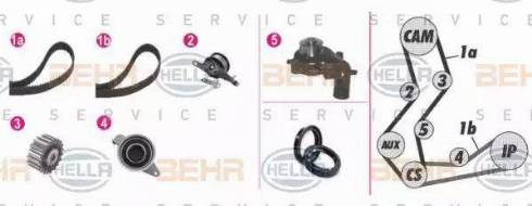 BEHR HELLA Service 8MP 376 805-821 - Водяной насос + комплект зубчатого ремня ГРМ unicars.by