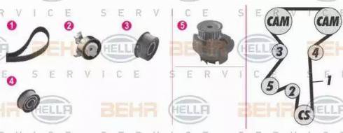 BEHR HELLA Service 8MP 376 806-841 - Водяной насос + комплект зубчатого ремня ГРМ unicars.by