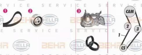 BEHR HELLA Service 8MP 376 801-881 - Водяной насос + комплект зубчатого ремня ГРМ unicars.by