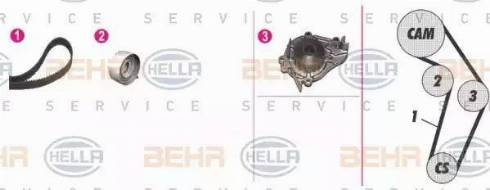 BEHR HELLA Service 8MP 376 808-841 - Водяной насос + комплект зубчатого ремня ГРМ unicars.by