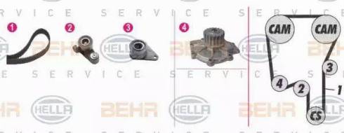 BEHR HELLA Service 8MP 376 808-861 - Водяной насос + комплект зубчатого ремня ГРМ unicars.by