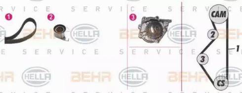 BEHR HELLA Service 8MP 376 808-801 - Водяной насос + комплект зубчатого ремня ГРМ unicars.by