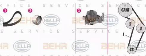 BEHR HELLA Service 8MP 376 808-831 - Водяной насос + комплект зубчатого ремня ГРМ unicars.by