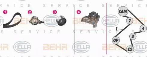 BEHR HELLA Service 8MP 376 808-821 - Водяной насос + комплект зубчатого ремня ГРМ unicars.by