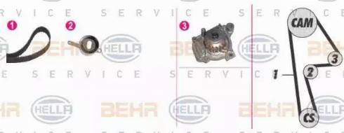 BEHR HELLA Service 8MP 376 808-871 - Водяной насос + комплект зубчатого ремня ГРМ unicars.by