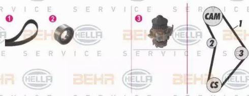 BEHR HELLA Service 8MP 376 803-821 - Водяной насос + комплект зубчатого ремня ГРМ unicars.by