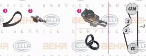 BEHR HELLA Service 8MP 376 803-871 - Водяной насос + комплект зубчатого ремня ГРМ unicars.by