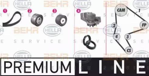 BEHR HELLA Service 8MP 376 802-841 - Водяной насос + комплект зубчатого ремня ГРМ unicars.by