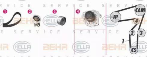 BEHR HELLA Service 8MP 376 802-801 - Водяной насос + комплект зубчатого ремня ГРМ unicars.by