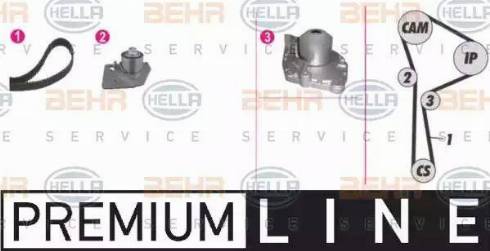 BEHR HELLA Service 8MP 376 802-821 - Водяной насос + комплект зубчатого ремня ГРМ unicars.by