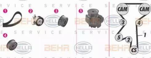 BEHR HELLA Service 8MP 376 807-831 - Водяной насос + комплект зубчатого ремня ГРМ unicars.by