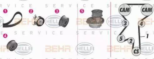 BEHR HELLA Service 8MP 376 807-821 - Водяной насос + комплект зубчатого ремня ГРМ unicars.by