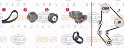 BEHR HELLA Service 8MP 376 814-881 - Водяной насос + комплект зубчатого ремня ГРМ unicars.by