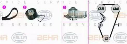 BEHR HELLA Service 8MP 376 816-821 - Водяной насос + комплект зубчатого ремня ГРМ unicars.by