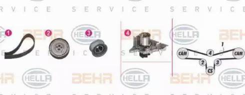 BEHR HELLA Service 8MP 376 810-811 - Водяной насос + комплект зубчатого ремня ГРМ unicars.by