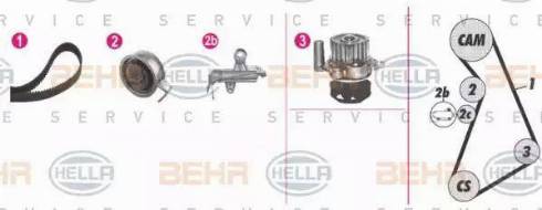 BEHR HELLA Service 8MP 376 811-831 - Водяной насос + комплект зубчатого ремня ГРМ unicars.by