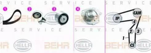 BEHR HELLA Service 8MP 376 818-851 - Водяной насос + комплект зубчатого ремня ГРМ unicars.by