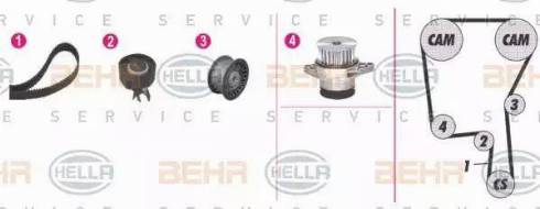 BEHR HELLA Service 8MP 376 813-891 - Водяной насос + комплект зубчатого ремня ГРМ unicars.by