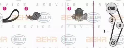 BEHR HELLA Service 8MP 376 813-841 - Водяной насос + комплект зубчатого ремня ГРМ unicars.by