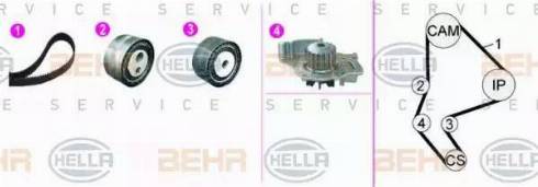 BEHR HELLA Service 8MP 376 817-811 - Водяной насос + комплект зубчатого ремня ГРМ unicars.by