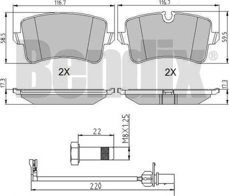 BENDIX 510952 - Тормозные колодки, дисковые, комплект unicars.by