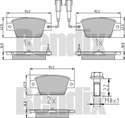 BENDIX 510900 - Тормозные колодки, дисковые, комплект unicars.by