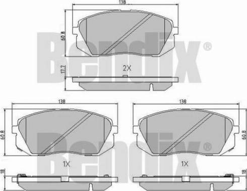 BENDIX 510921 - Тормозные колодки, дисковые, комплект unicars.by