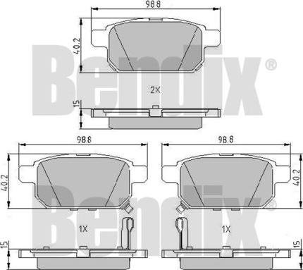 BENDIX 510923 - Тормозные колодки, дисковые, комплект unicars.by