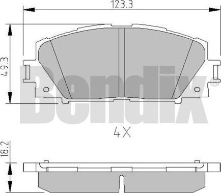 BENDIX 510498 - Тормозные колодки, дисковые, комплект unicars.by