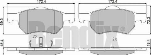 BENDIX 510497 - Тормозные колодки, дисковые, комплект unicars.by