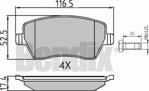 BENDIX 510459 - Тормозные колодки, дисковые, комплект unicars.by